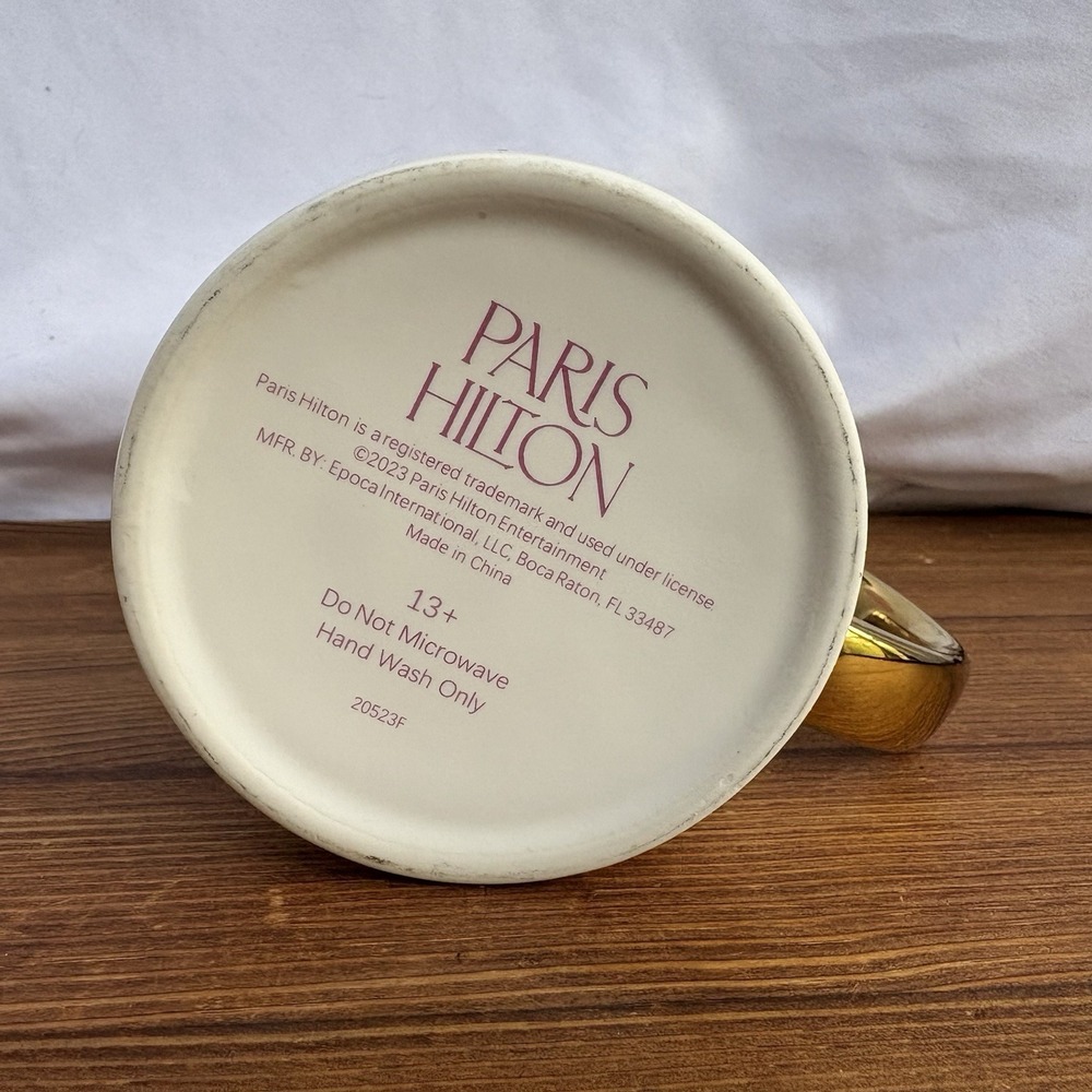 Paris Hilton Rainbow Hearts Mug Gold Handle Coffee Tea Cup Pastel Hearts - Picture 6 of 6